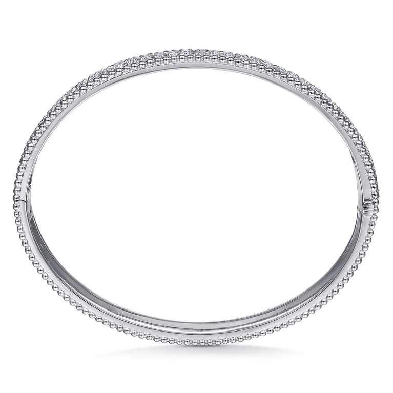 14K White Gold HInged Diamond Bangle - 1 ct - Shot 3
