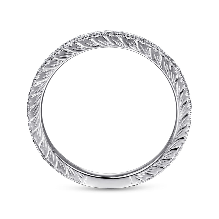 14K White Gold Hand Carved Stackable Diamond Ring - 0.23 ct - Shot 2
