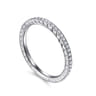 14K White Gold Hand Carved Stackable Diamond Ring - 0.23 ct