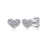 14K White Gold Heart Shaped Pave Diamond Stud Earrings - 0.12 ct