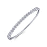 14K White Gold Hexagon Set Round Diamond Bangle - 0.55 ct