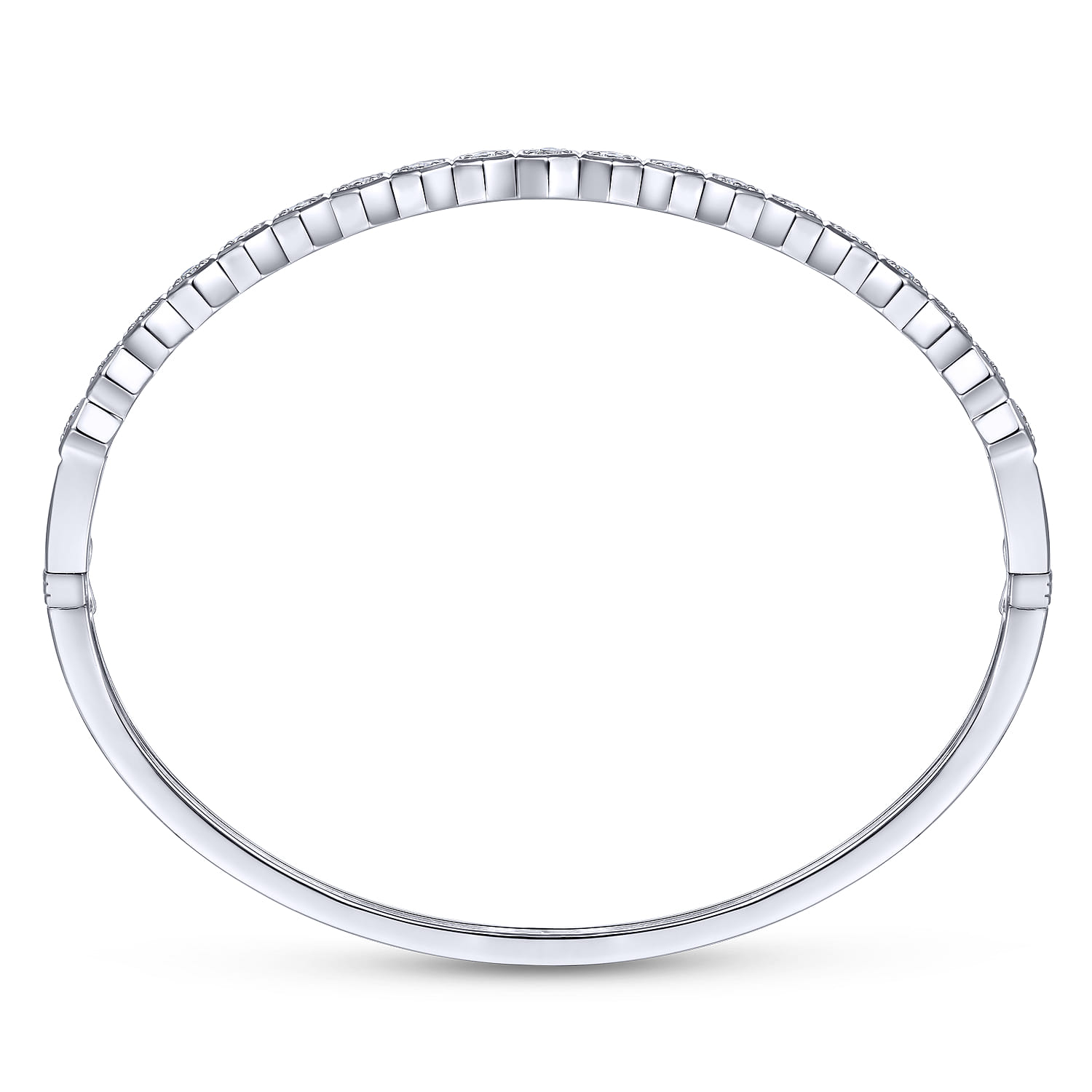 14K White Gold Hexagon Set Round Diamond Bangle - 0.55 ct - Shot 3