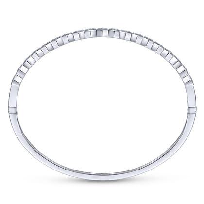 14K White Gold Hexagon Set Round Diamond Bangle