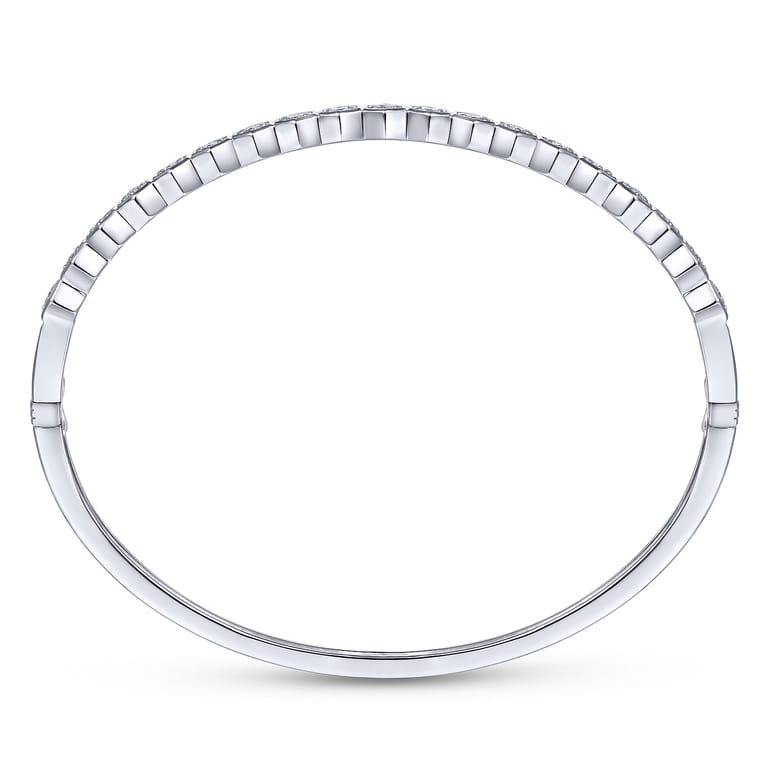 14K White Gold Hexagon Set Round Diamond Bangle - 0.55 ct - Shot 3