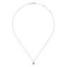 14K White Gold Hexagonal Halo Aquamarine and Diamond Pendant Necklace - 0.05 ct