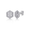 14K White Gold Hexagonal Open Diamond Stud Earrings - 0.35 ct