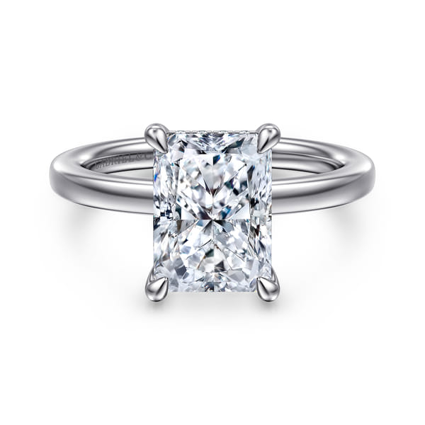 Hidden Radiant Cut Diamond Engagement Ring in White Gold