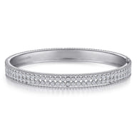 14K White Gold Hinged Diamond Bangle