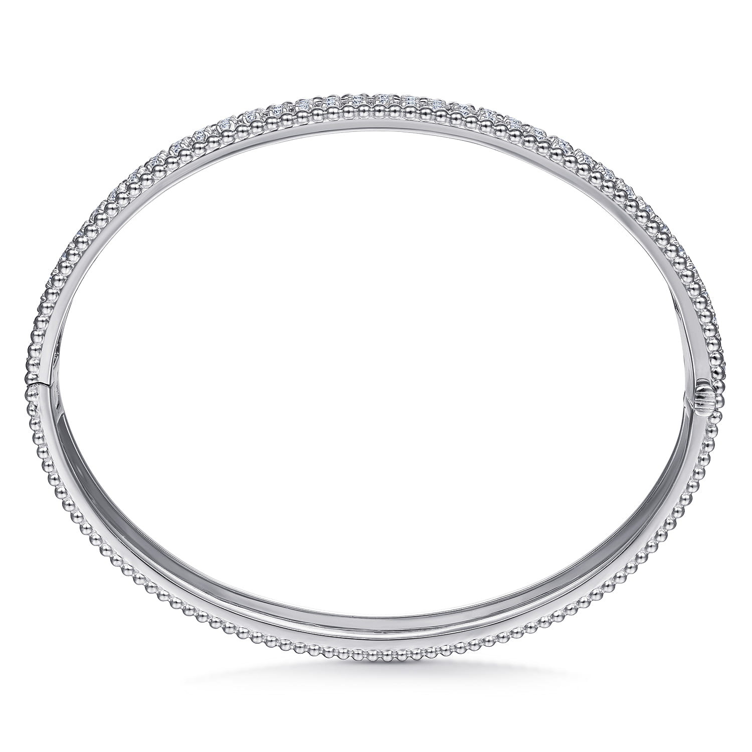 14K White Gold Hinged Diamond Bangle - 1 ct - Shot 3