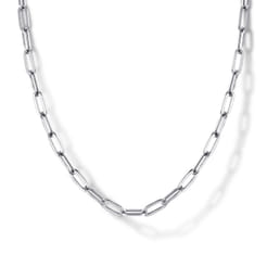 14K White Gold Hollow Paperclip Chain Necklace