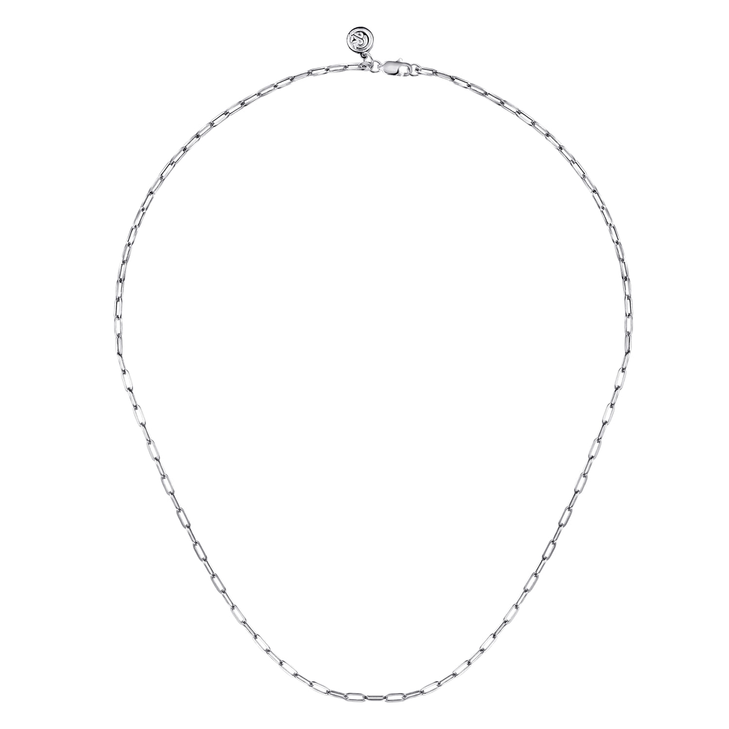 14K White Gold Hollow Paperclip Chain Necklace - Shot 2