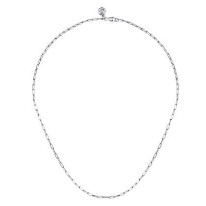 14K White Gold Hollow Paperclip Chain Necklace
