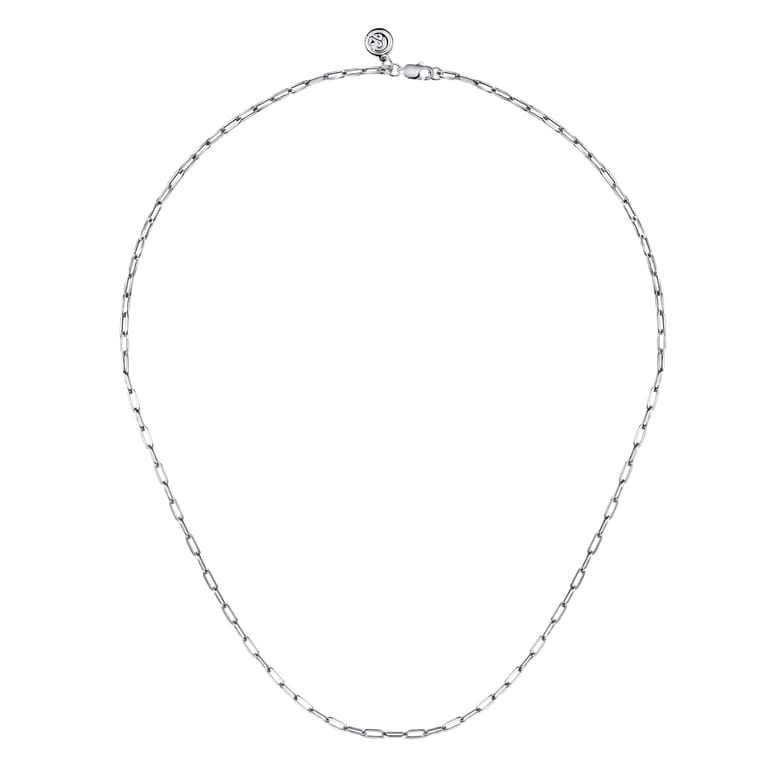 14K White Gold Hollow Paperclip Chain Necklace - Shot 2