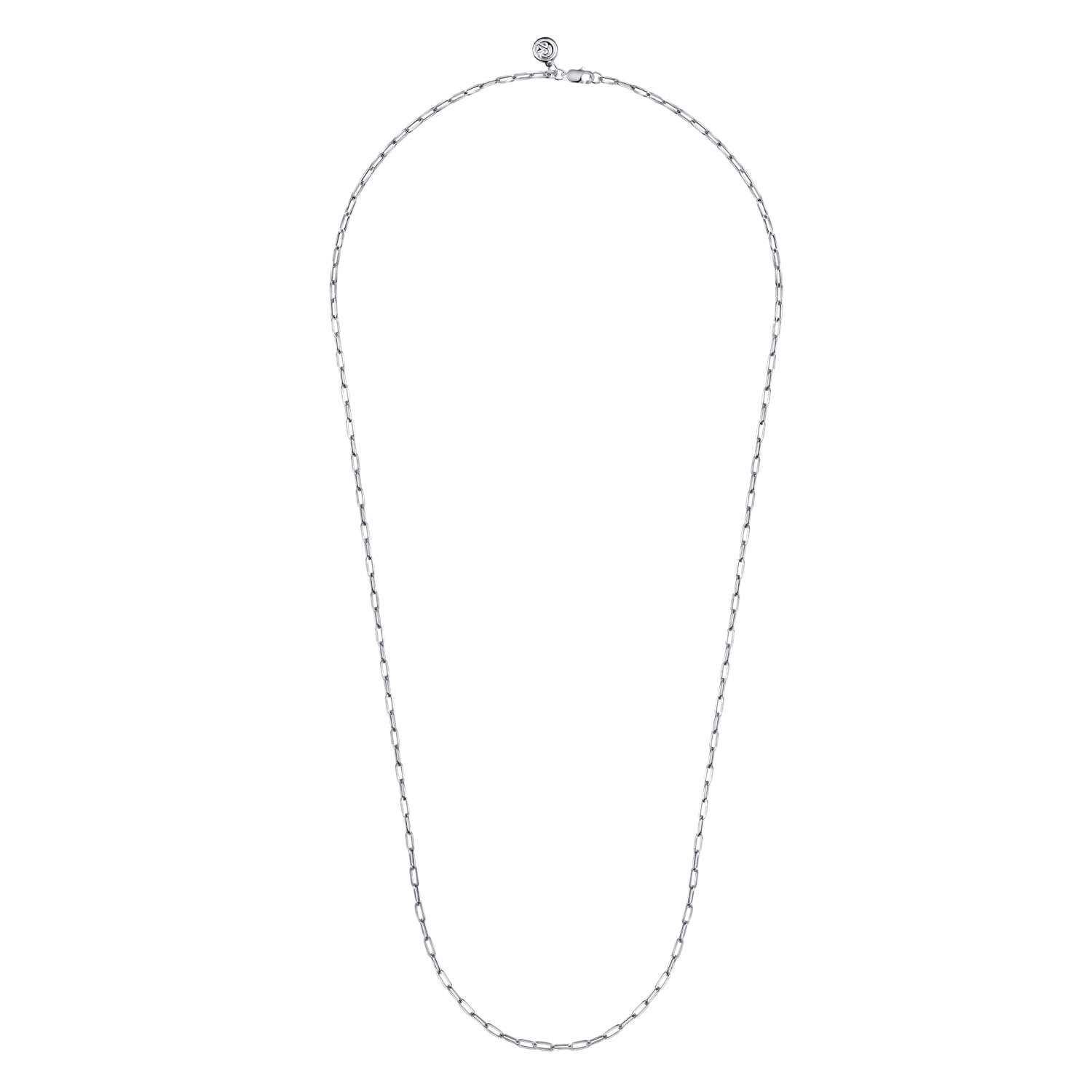 14K White Gold Hollow Paperclip Chain Necklace - Shot 2