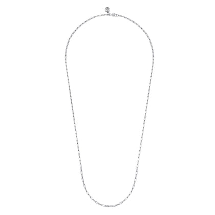 14K White Gold Hollow Paperclip Chain Necklace