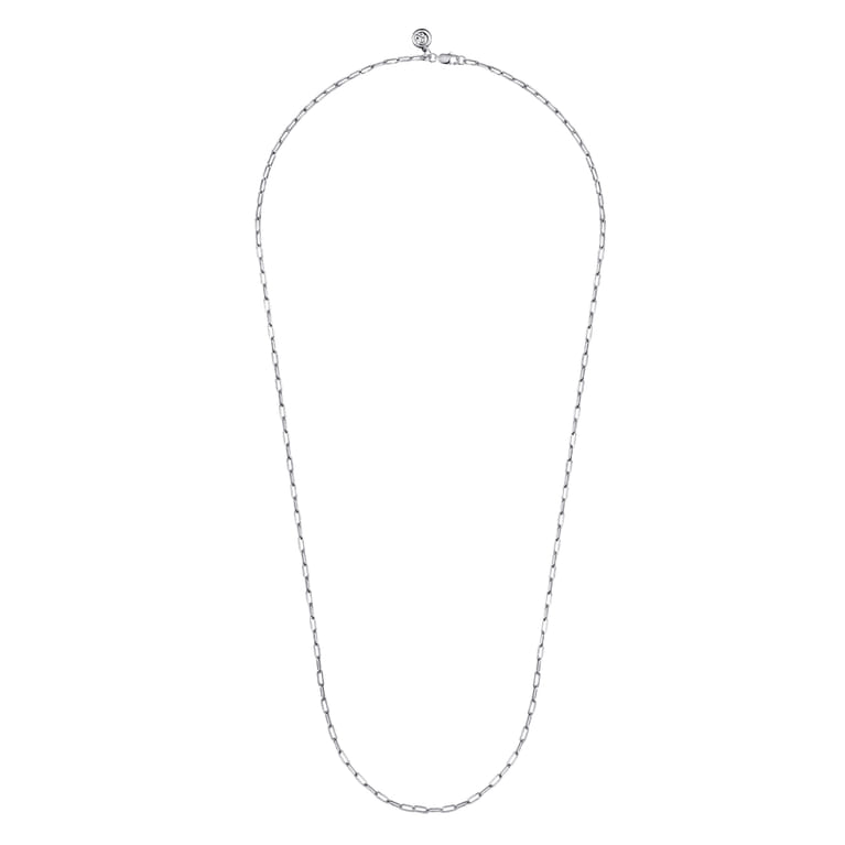 14K White Gold Hollow Paperclip Chain Necklace - Shot 2