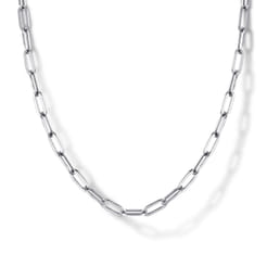 14K White Gold Hollow Paperclip Chain Necklace