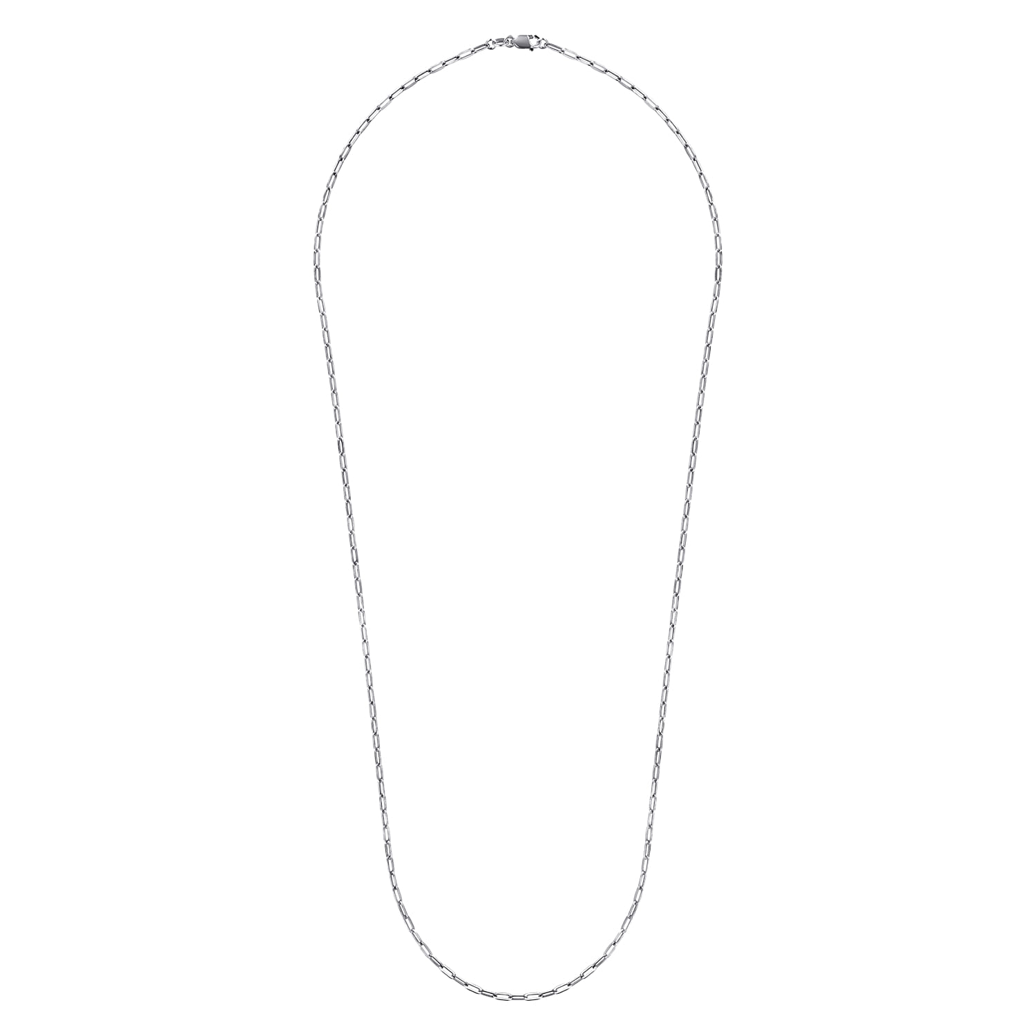 14K White Gold Hollow Paperclip Chain Necklace - Shot 2