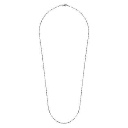 14K White Gold Hollow Paperclip Chain Necklace