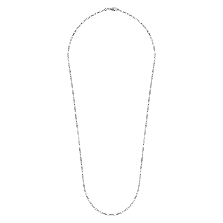 14K White Gold Hollow Paperclip Chain Necklace - Shot 2