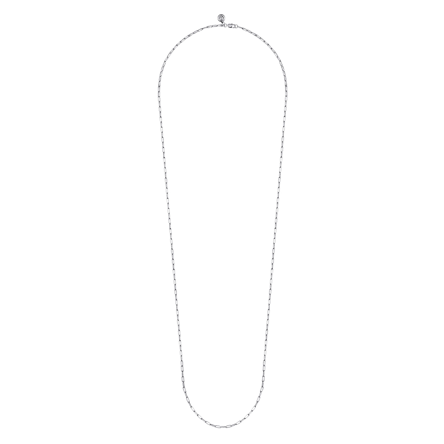 14K White Gold Hollow Paperclip Chain Necklace - Shot 2