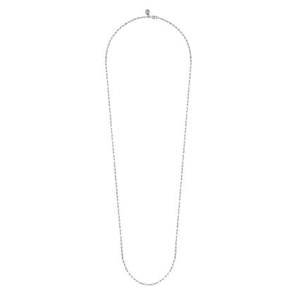 14K White Gold Hollow Paperclip Chain Necklace