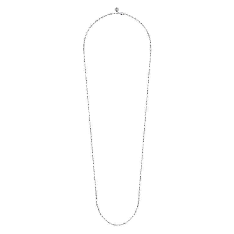 14K White Gold Hollow Paperclip Chain Necklace - Shot 2