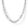 14K White Gold Hollow Paperclip Chain Necklace