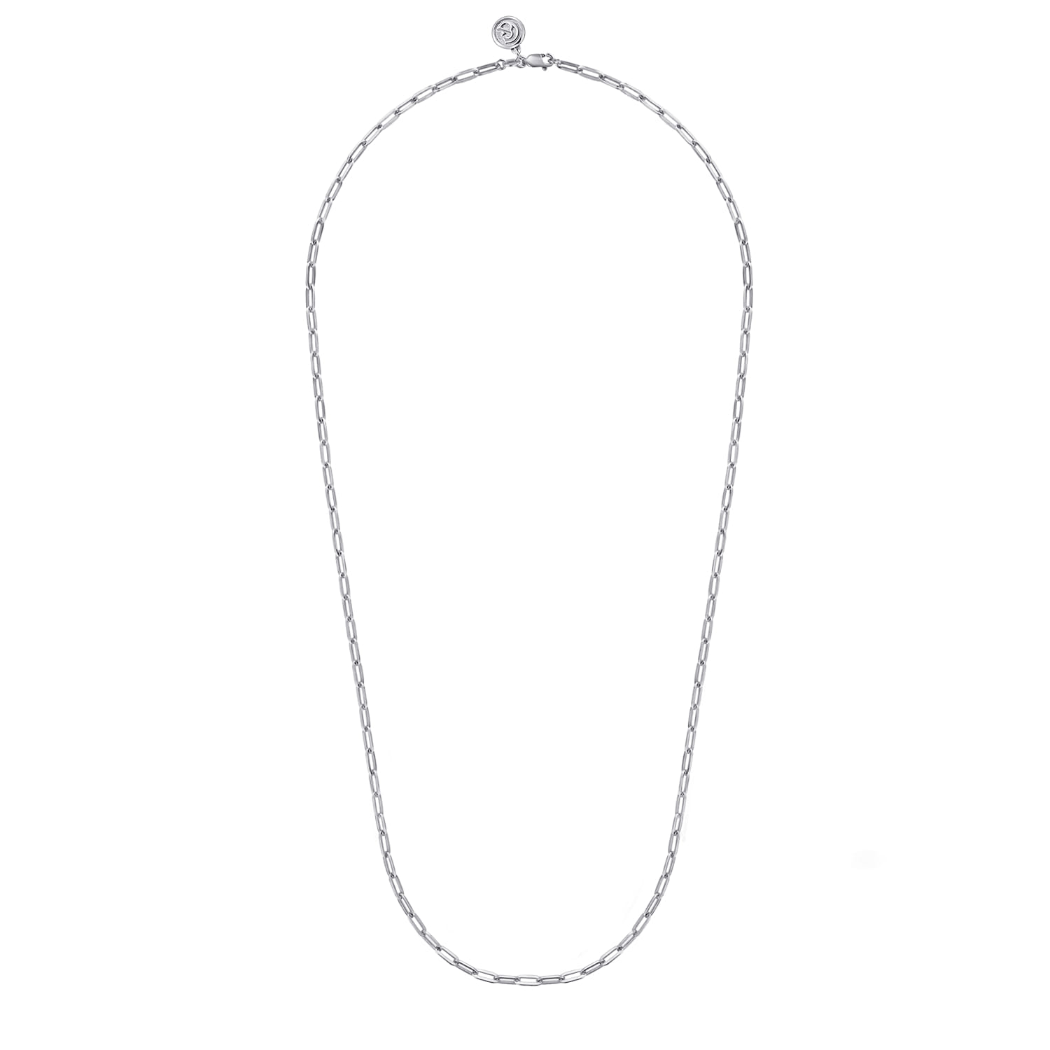 14K White Gold Hollow Paperclip Chain Necklace - Shot 2