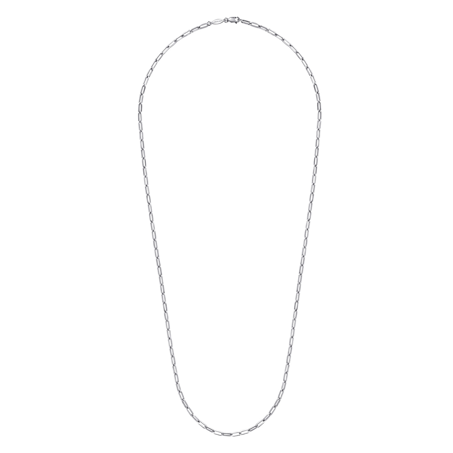 14K White Gold Hollow Paperclip Chain Necklace - Shot 2