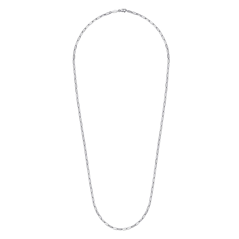 14K White Gold Hollow Paperclip Chain Necklace - Shot 2