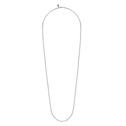 14K White Gold Hollow Paperclip Chain Necklace