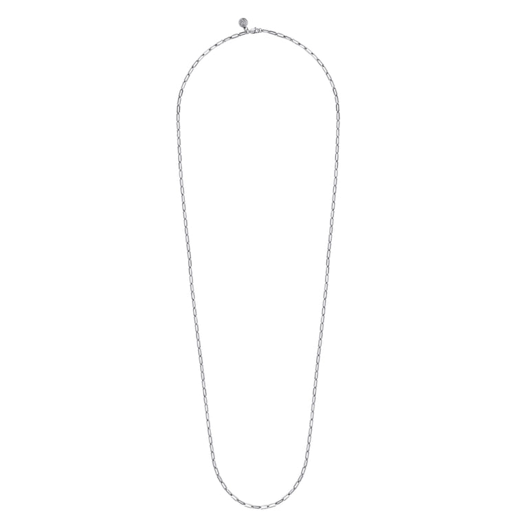 14K White Gold Hollow Paperclip Chain Necklace - Shot 2