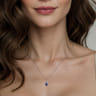 14K White Gold Infinity Blue Sapphire and Diamond Pendant Necklace - 0.08 ct