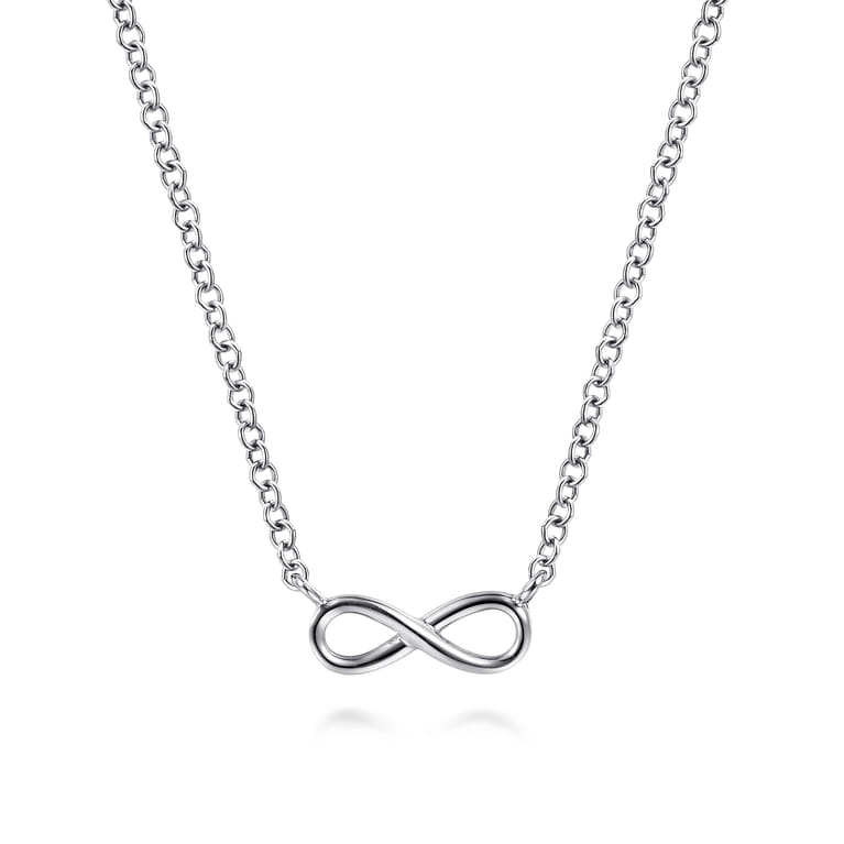 14K White Gold Infinity Pendant Necklace - Shot 1