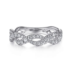 14K White Gold Intertwining Diamond Anniversary Band