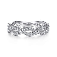 14K White Gold Intertwining Diamond Anniversary Band