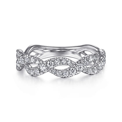 14K White Gold Intertwining Diamond Anniversary Band