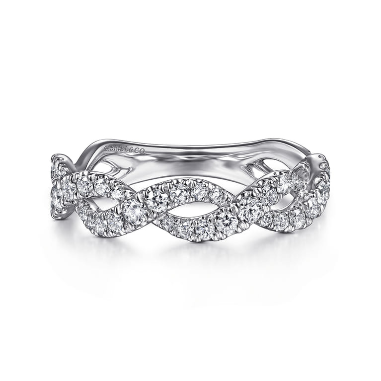 Fancy Wedding Ring in 14k White Gold with Round Natural Diamond at Gabriel & Co. - Shot 1