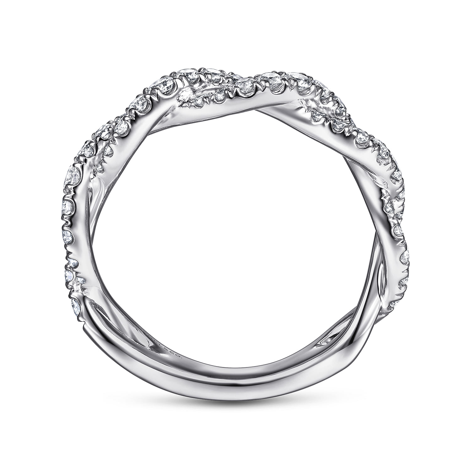 Fancy Wedding Ring in 14k White Gold with Round Natural Diamond at Gabriel & Co. - Shot 2