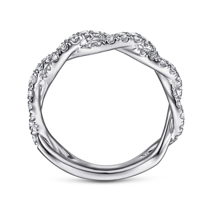 14K White Gold Intertwining Diamond Anniversary Band