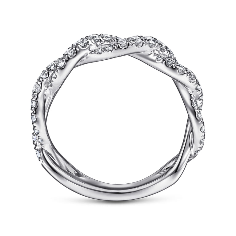 Fancy Wedding Ring in 14k White Gold with Round Natural Diamond at Gabriel & Co. - Shot 2