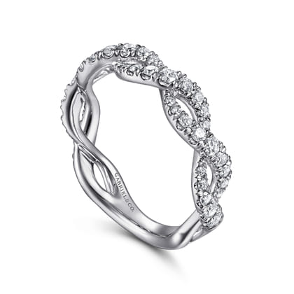 14K White Gold Intertwining Diamond Anniversary Band