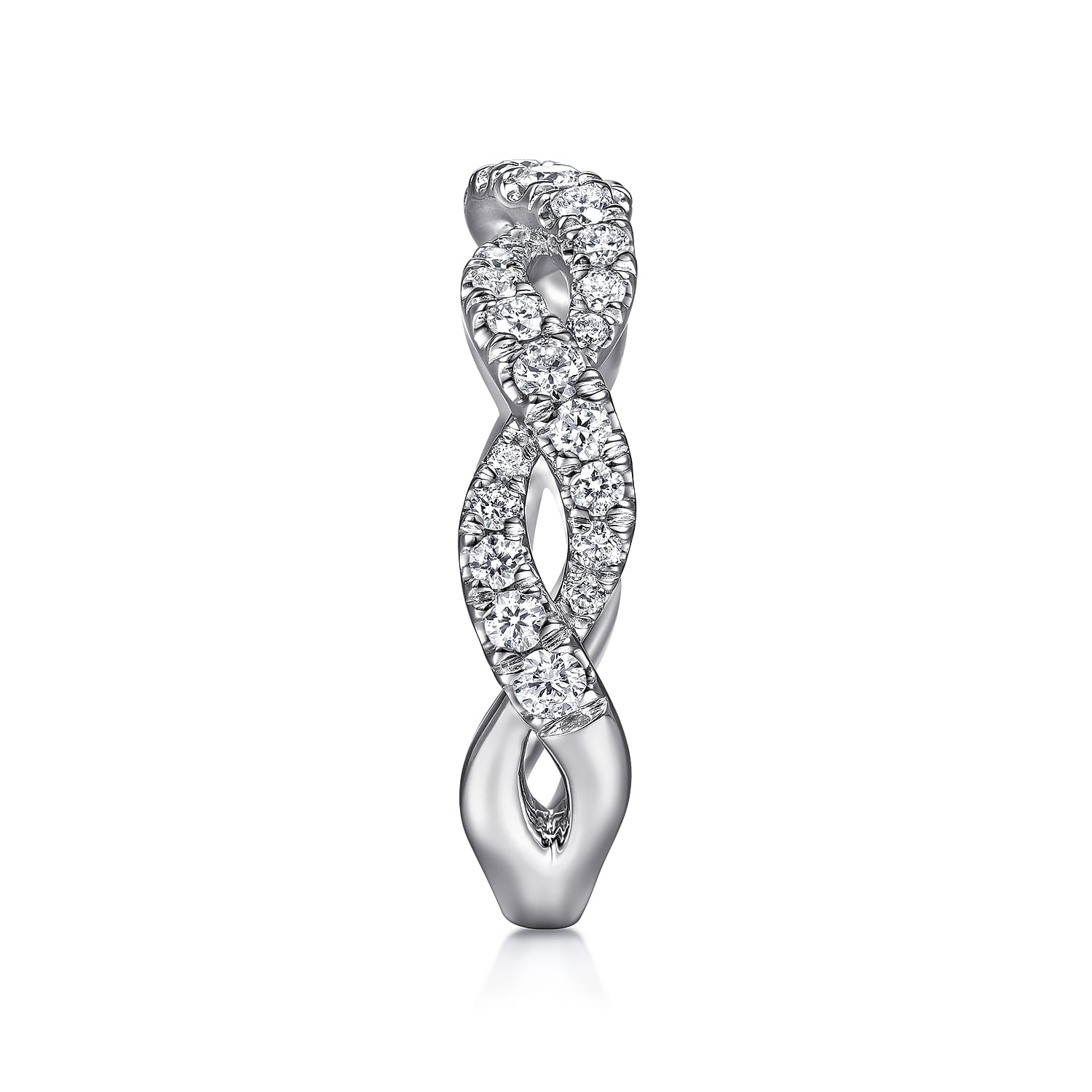 Fancy Wedding Ring in 14k White Gold with Round Natural Diamond at Gabriel & Co. - Shot 4