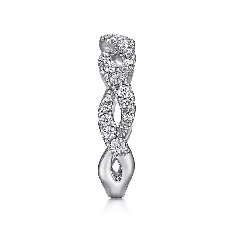 Fancy Wedding Ring in 14k White Gold with Round Natural Diamond at Gabriel & Co. - Shot 4