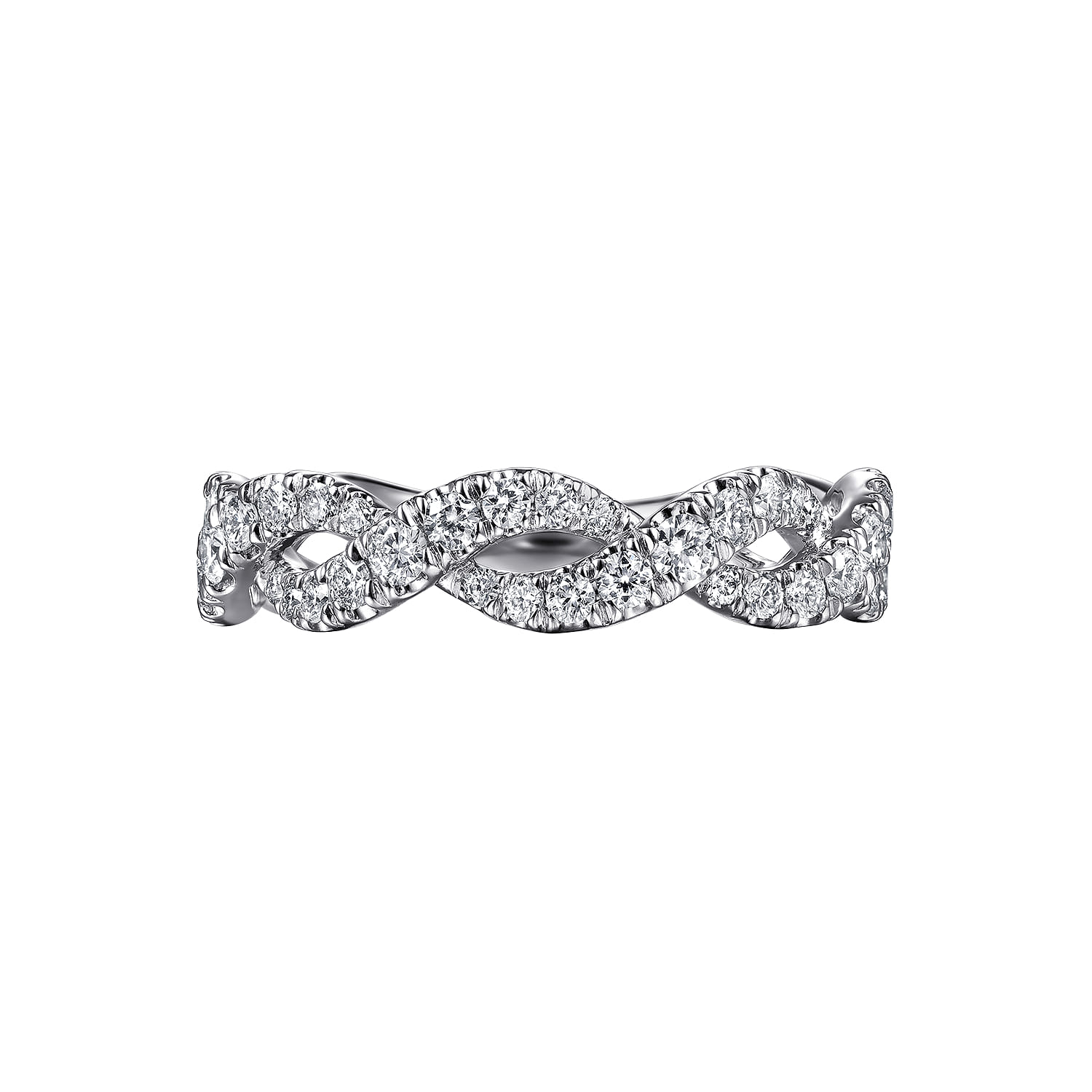 Fancy Wedding Ring in 14k White Gold with Round Natural Diamond at Gabriel & Co. - Shot 6