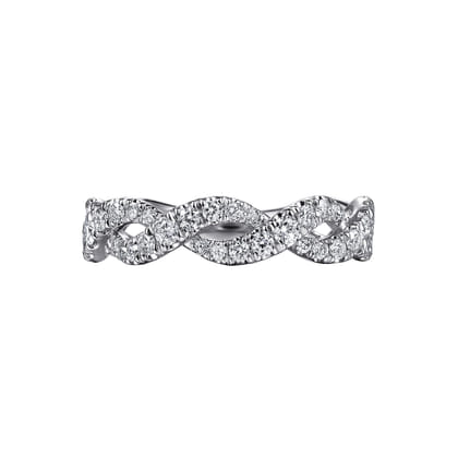 14K White Gold Intertwining Diamond Anniversary Band