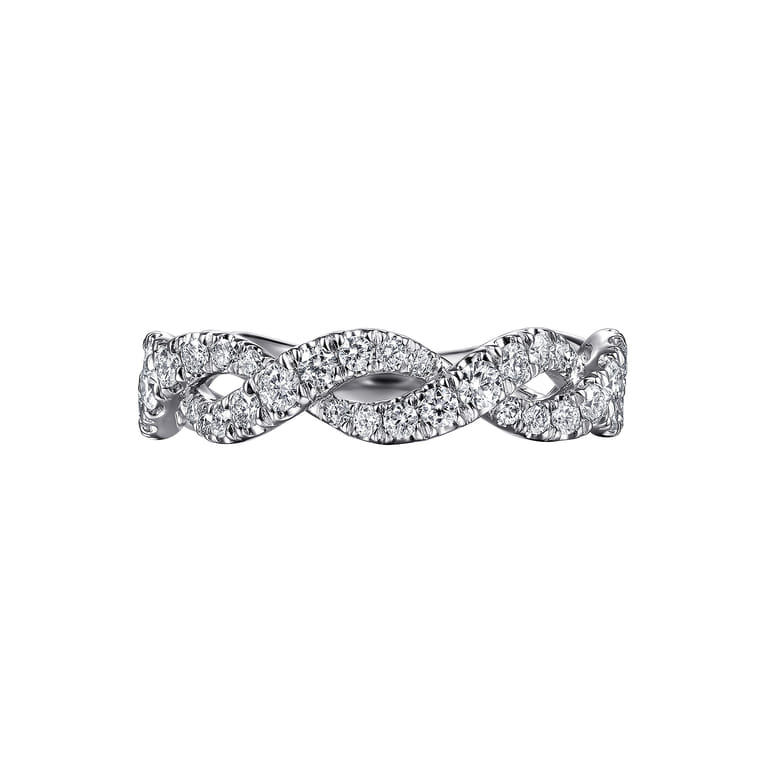 Fancy Wedding Ring in 14k White Gold with Round Natural Diamond at Gabriel & Co. - Shot 6