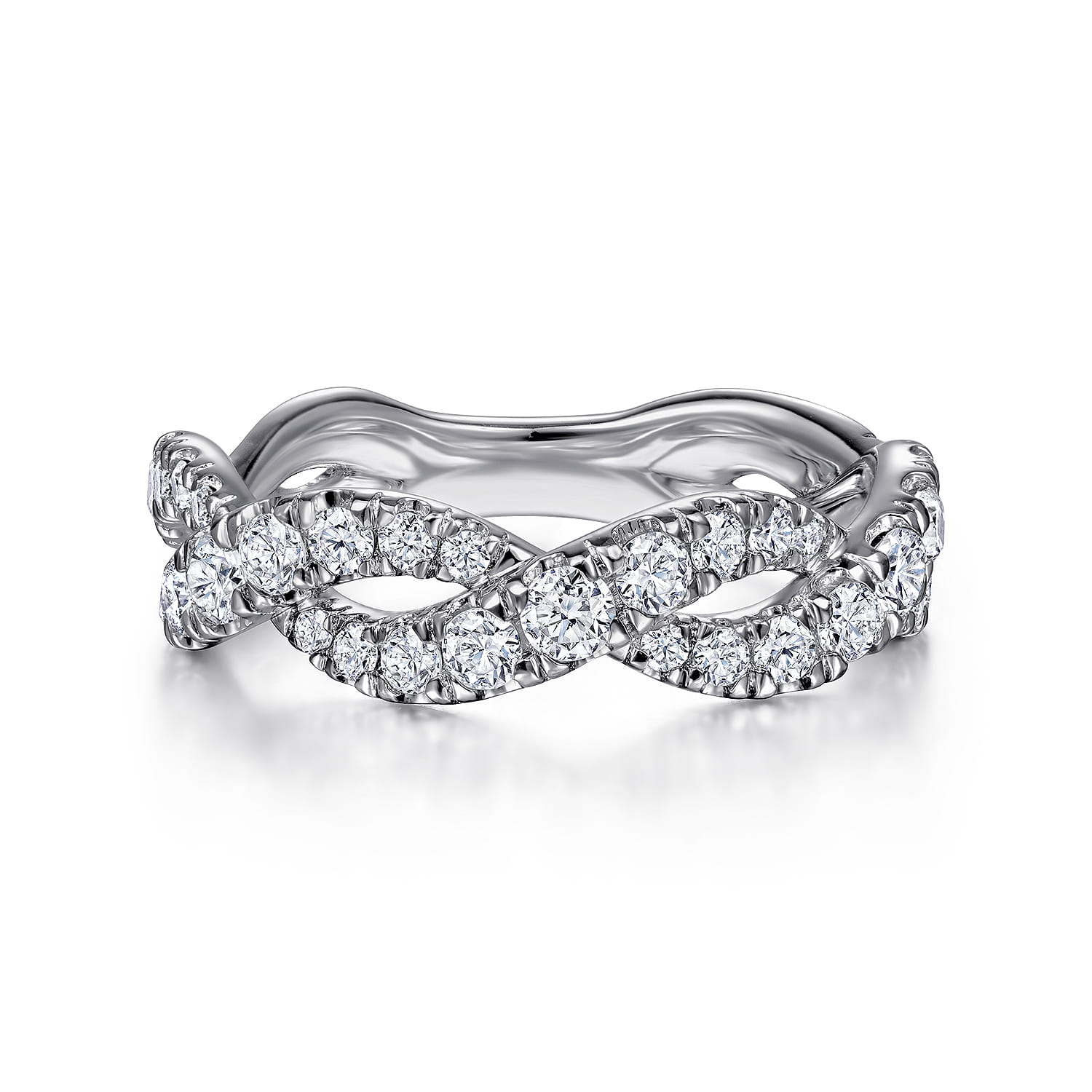 Fancy Wedding Ring in 14k White Gold with Round Natural Diamond at Gabriel & Co. - Shot 1