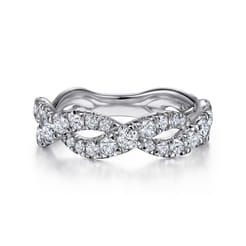14K White Gold Intertwining Diamond Anniversary Band